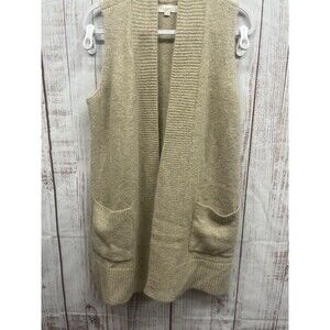 Loft Ann Taylor Wool Alpaca Cardigan Women XS   Sleeveless Tan Collar
